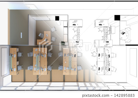 office, interior visualization, 3D illustration 142895883