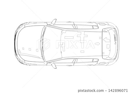 car outline drawing, sketch, contour image car outline drawing, sketch, contour image 142896071