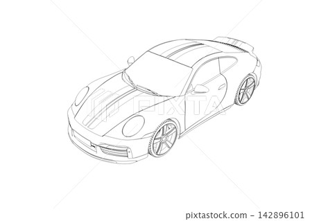 car outline drawing, sketch, contour image car outline drawing, sketch, contour image 142896101