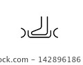 Line drawing icon of a foot on a foot massager 142896186