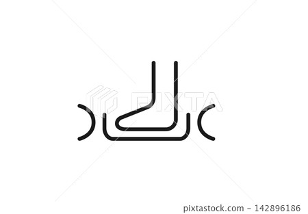 一張線條畫圖標，描繪了一隻腳放在足部按摩器上。 142896186