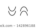 A set of two line art icons indicating speed up and down. 142896188