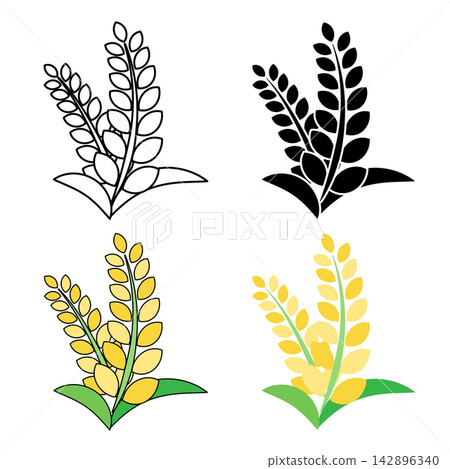 稻米圖標,豐收,秋季,稻米,稻田,水稻種植,農業,新米,黑白,彩色,向量圖 稻米圖標,豐收,秋季,稻米,稻田,水稻種植,農業,新米,黑白,彩色,向量圖 142896340