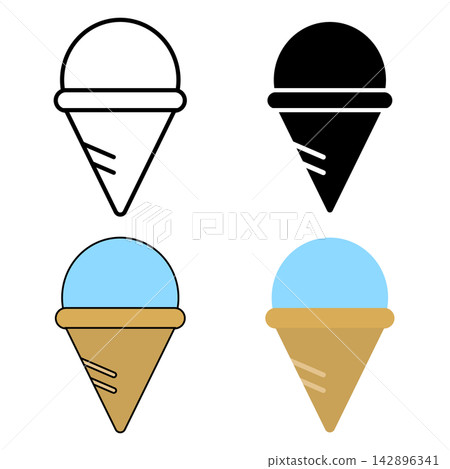 Ice cream icon, ice cream cone, soda flavor, black and white, color, vector illustration Ice cream icon, ice cream cone, soda flavor, black and white, color, vector illustration 142896341