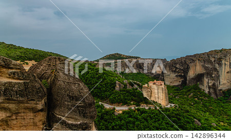 Great Monastery of Varlaam on the high rock in Meteora, Thessaly, Greece Great Monastery of Varlaam on the high rock in Meteora, Thessaly, Greece 142896344