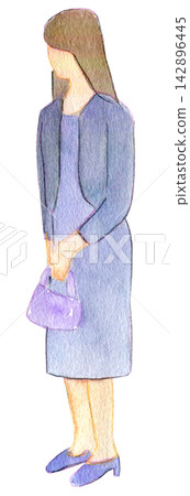 Watercolor illustration, hand-drawn illustration, woman in mourning attire Watercolor illustration, hand-drawn illustration, woman in mourning attire 142896445
