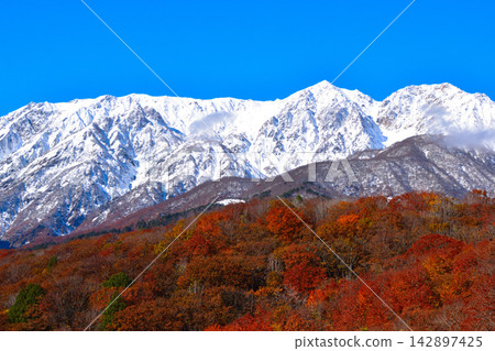 秋天,長野,白馬山脈 秋天,長野,白馬山脈 142897425