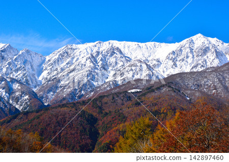 秋天，長野，白馬山脈 142897460