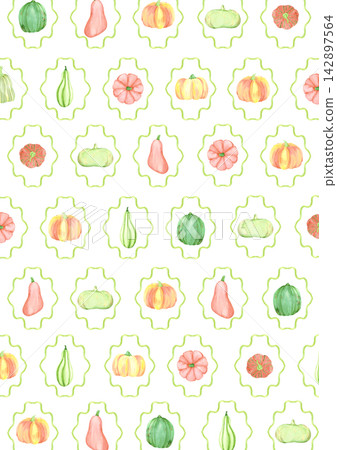 Hand drawn watercolor pumpkins poster. Illustration isolated on white background. Can be used for autumn and thanksgiving design, cards or invitations Hand drawn watercolor pumpkins poster. Illustration isolated on white background. Can be used for autumn and thanksgiving design, cards or invitations 142897564