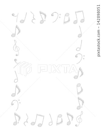 [Vertical Musical Note Frame] Hand-Embroidered Illustration Material 142898051