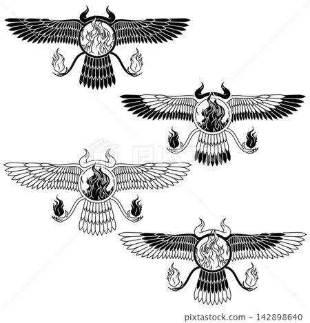 Winged Solar Disk Linear Fire Winged Solar Disk Linear Fire 142898640