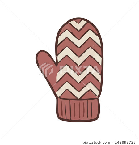 Cute and stylish hand-drawn knit sleeve sketch featuring warm autumn chevron stripes pattern. Cute and stylish hand-drawn knit sleeve sketch featuring warm autumn chevron stripes pattern. 142898725