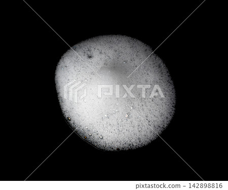 Soap foam on black background Soap foam on black background 142898816