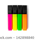 Highlight pen isolated, yellow office highlighter on white background 142898840