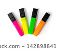 Highlight pen isolated, yellow office highlighter on white background 142898841