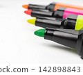 Highlight pen isolated, yellow office highlighter on white background 142898843