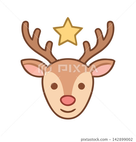 Cute and charming cartoon deer head design, perfect for children's book illustration or decorative vector art. Cute and charming cartoon deer head design, perfect for children's book illustration or decorative vector art. 142899002