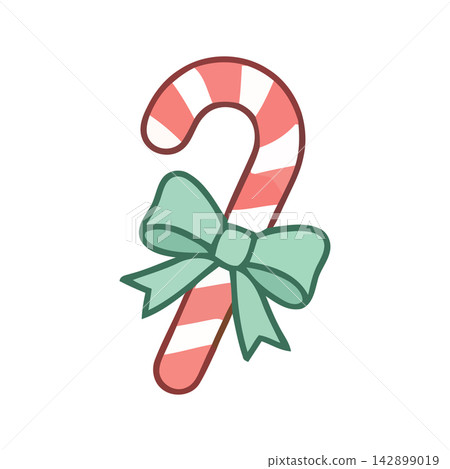 A festive and charming vector illustration of a candy cane, perfect for holiday seasonal designs. A festive and charming vector illustration of a candy cane, perfect for holiday seasonal designs. 142899019