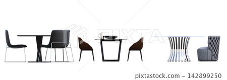 table isolated on transparent background, 3D illustration, cg render, set table isolated on transparent background, 3D illustration, cg render, set 142899250