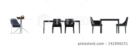 table isolated on transparent background, 3D illustration, cg render, set table isolated on transparent background, 3D illustration, cg render, set 142899251