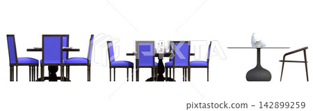 table isolated on transparent background, 3D illustration, cg render, set table isolated on transparent background, 3D illustration, cg render, set 142899259