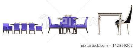 table isolated on transparent background, 3D illustration, cg render, set table isolated on transparent background, 3D illustration, cg render, set 142899262