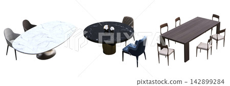 table isolated on transparent background, 3D illustration, cg render, set table isolated on transparent background, 3D illustration, cg render, set 142899284