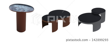 table isolated on transparent background, 3D illustration, cg render, set table isolated on transparent background, 3D illustration, cg render, set 142899293