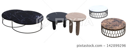 table isolated on transparent background, 3D illustration, cg render, set table isolated on transparent background, 3D illustration, cg render, set 142899296