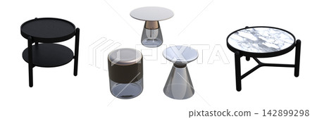 table isolated on transparent background, 3D illustration, cg render, set table isolated on transparent background, 3D illustration, cg render, set 142899298
