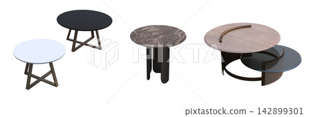 table isolated on transparent background, 3D illustration, cg render, set table isolated on transparent background, 3D illustration, cg render, set 142899301