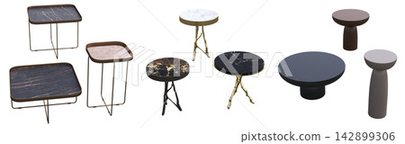 table isolated on transparent background, 3D illustration, cg render, set table isolated on transparent background, 3D illustration, cg render, set 142899306