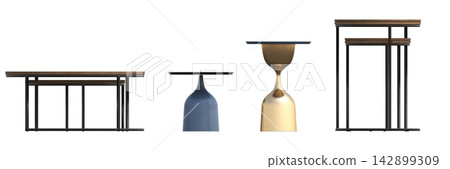 table isolated on transparent background, 3D illustration, cg render, set table isolated on transparent background, 3D illustration, cg render, set 142899309