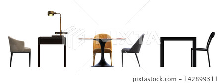 table isolated on transparent background, 3D illustration, cg render, set 142899311