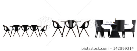 table isolated on transparent background, 3D illustration, cg render, set table isolated on transparent background, 3D illustration, cg render, set 142899314