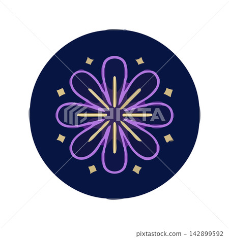 Minimalist and ornate flower pattern illustration perfect for bohemian, spiritual, or festive designs. Minimalist and ornate flower pattern illustration perfect for bohemian, spiritual, or festive designs. 142899592