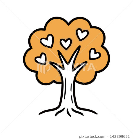 A clean, continuous line art icon of a stylized tree suitable for nature, eco-friendly, or botanical designs. A clean, continuous line art icon of a stylized tree suitable for nature, eco-friendly, or botanical designs. 142899631