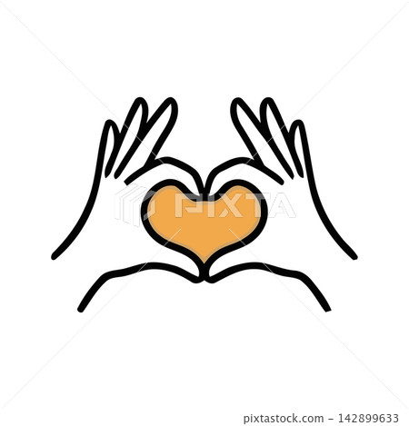Simple, elegant line art drawing of hands holding a perfect heart shape symbol, symbolizing love. Simple, elegant line art drawing of hands holding a perfect heart shape symbol, symbolizing love. 142899633