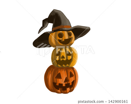Jack-o'-lantern and witch hat Jack-o'-lantern and witch hat 142900161