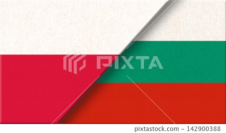 Double flag of Poland and Bulgaria on fabric texture - 3D illustration Double flag of Poland and Bulgaria on fabric texture - 3D illustration 142900388