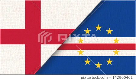 Double flag of England and Cape Verde on fabric texture - 3D illustration Double flag of England and Cape Verde on fabric texture - 3D illustration 142900461