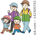 Illustration of a family hiking and traveling 142900783