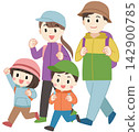 Illustration of a family hiking and traveling 142900785