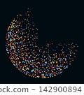 Abstractly arranged dots on black background. 142900894