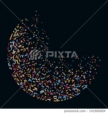 Abstractly arranged dots on black background. 142900894