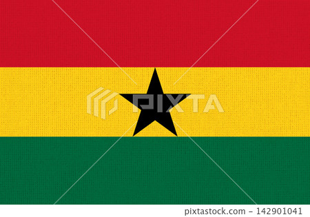 Illustration of the national flag of Ghana. Ghanaian official flag on fabric Illustration of the national flag of Ghana. Ghanaian official flag on fabric 142901041