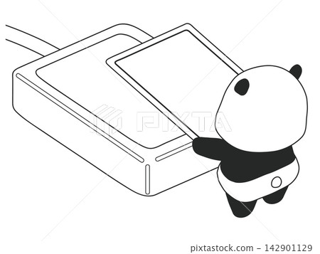 熊貓舉著一張卡片 熊貓舉著一張卡片 142901129