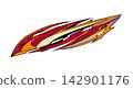 Sharp aggressive flame inspired vinyl graphics in red and orange tones for automotive drag racing and offroad vehicle decals. 142901176