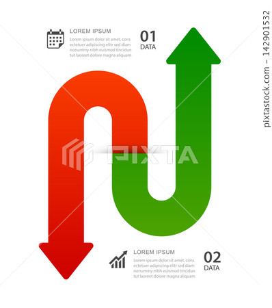 Stock market arrow indicator red down and green up infographic chart concept template design. Stock market arrow indicator red down and green up infographic chart concept template design. 142901532