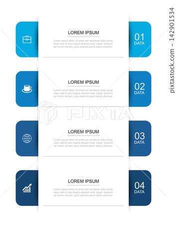 Infographic vertical banner template with 4 steps process diagram for business presentation. Infographic vertical banner template with 4 steps process diagram for business presentation. 142901534